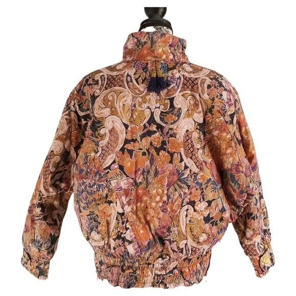 NWOT 90s fruits and floral pattern bomber with dolman sleeves - Picture 5 of 8